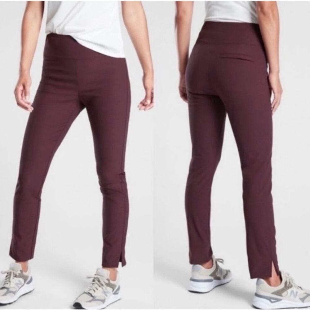 Athleta Wander Slim Ankle Pants Womens Size 2 Burgundy Stretch